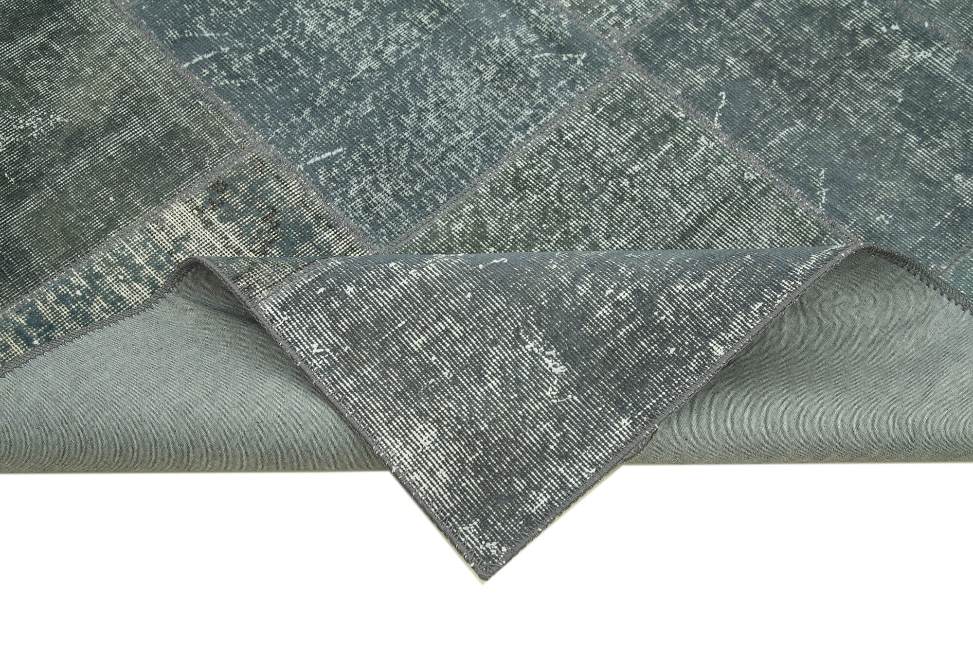 Hand-knotted oriental vintage 172 cm x 240 cm grey patchwork carpet