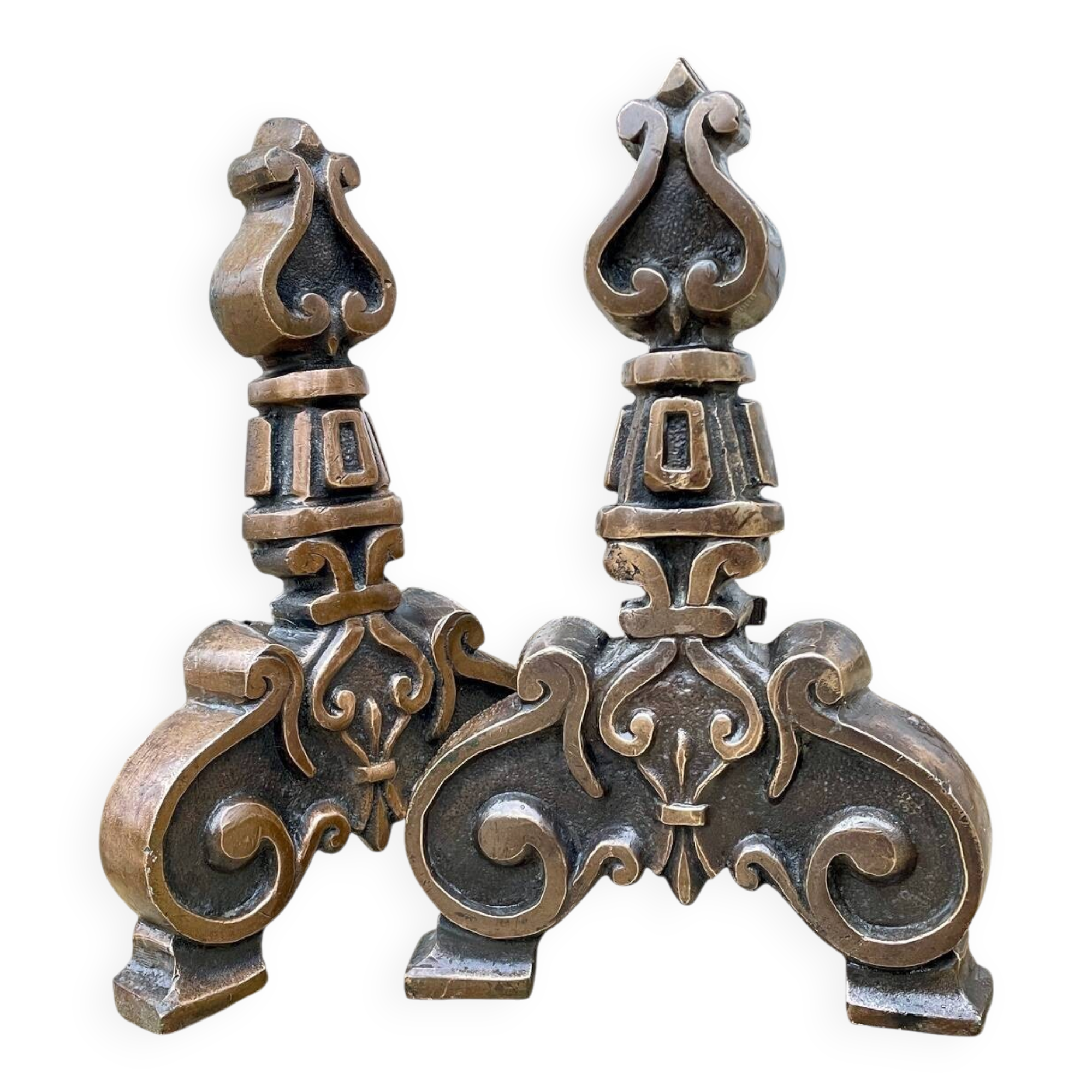 Paire de CHENETS Laiton Massif VINTAGE