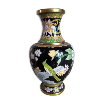 Vase vintage en émaux cloisonné