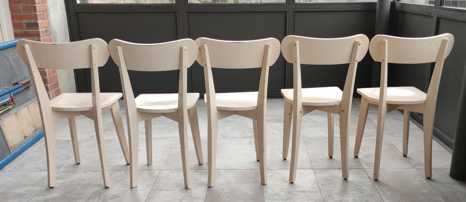 Series of 5 vintage chairs/antique bistro