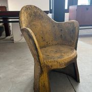 Garden furniture in concrete imitation faux wood