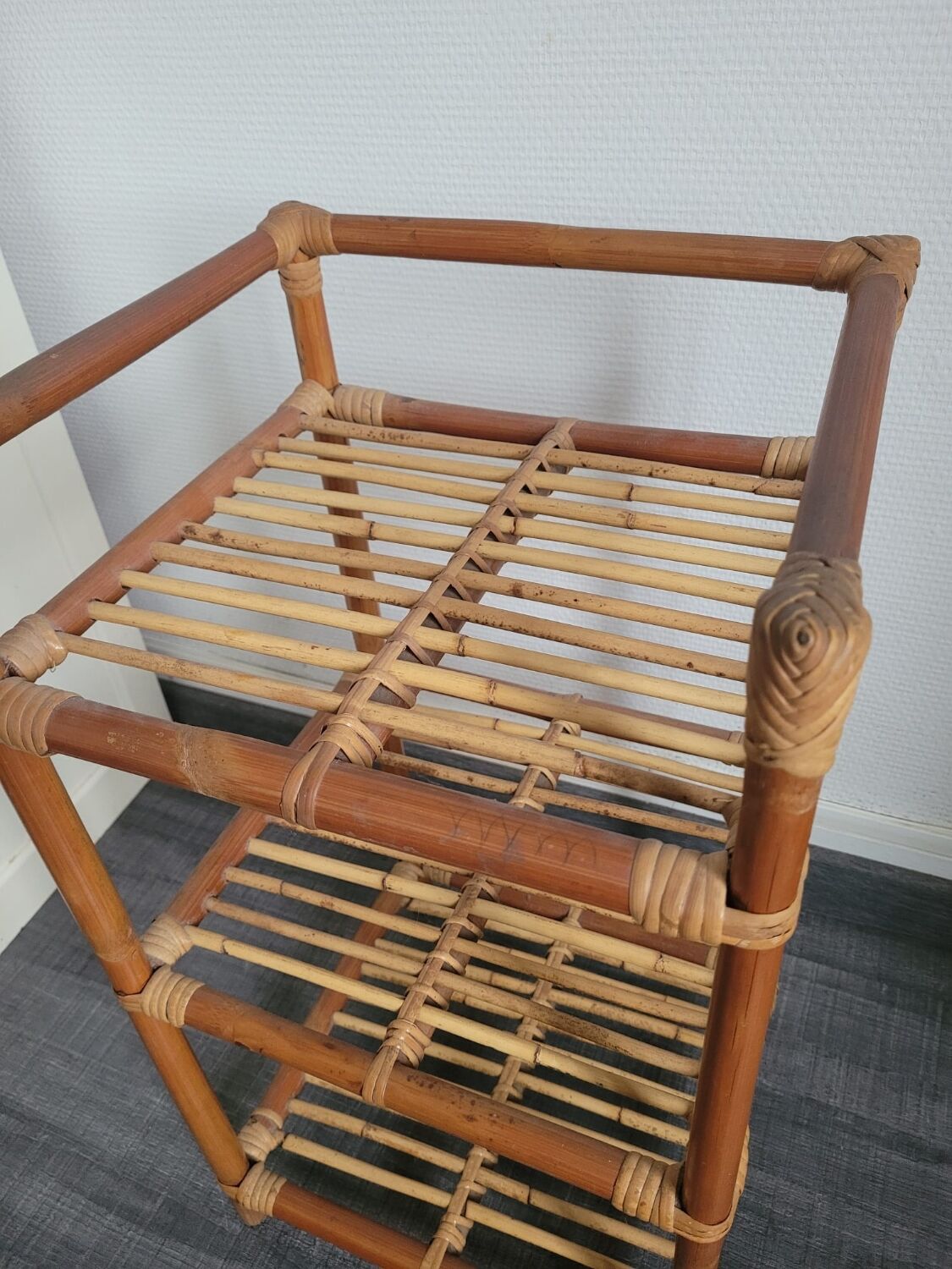 Vintage rattan shelf