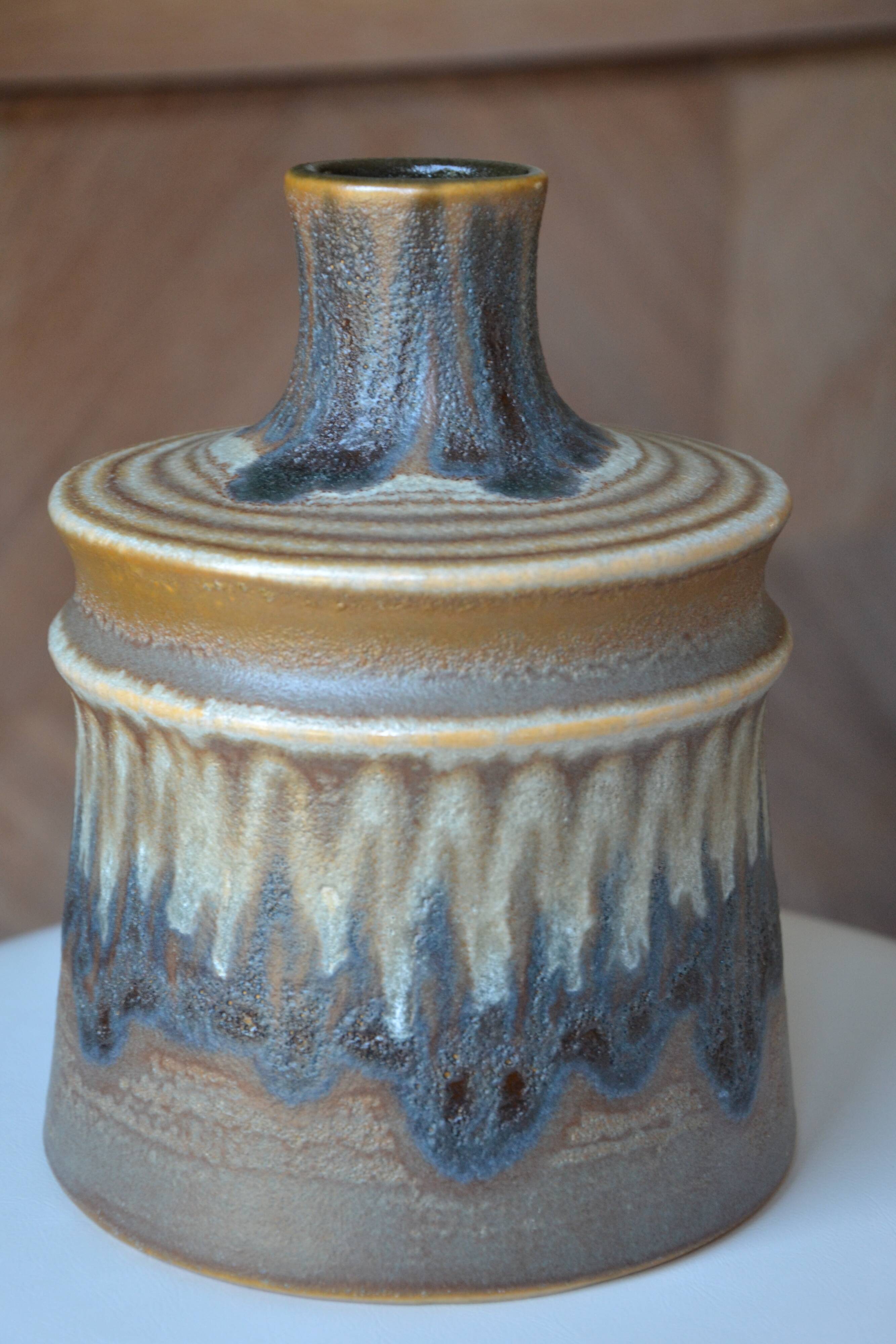 Original vintage flamed stoneware vase