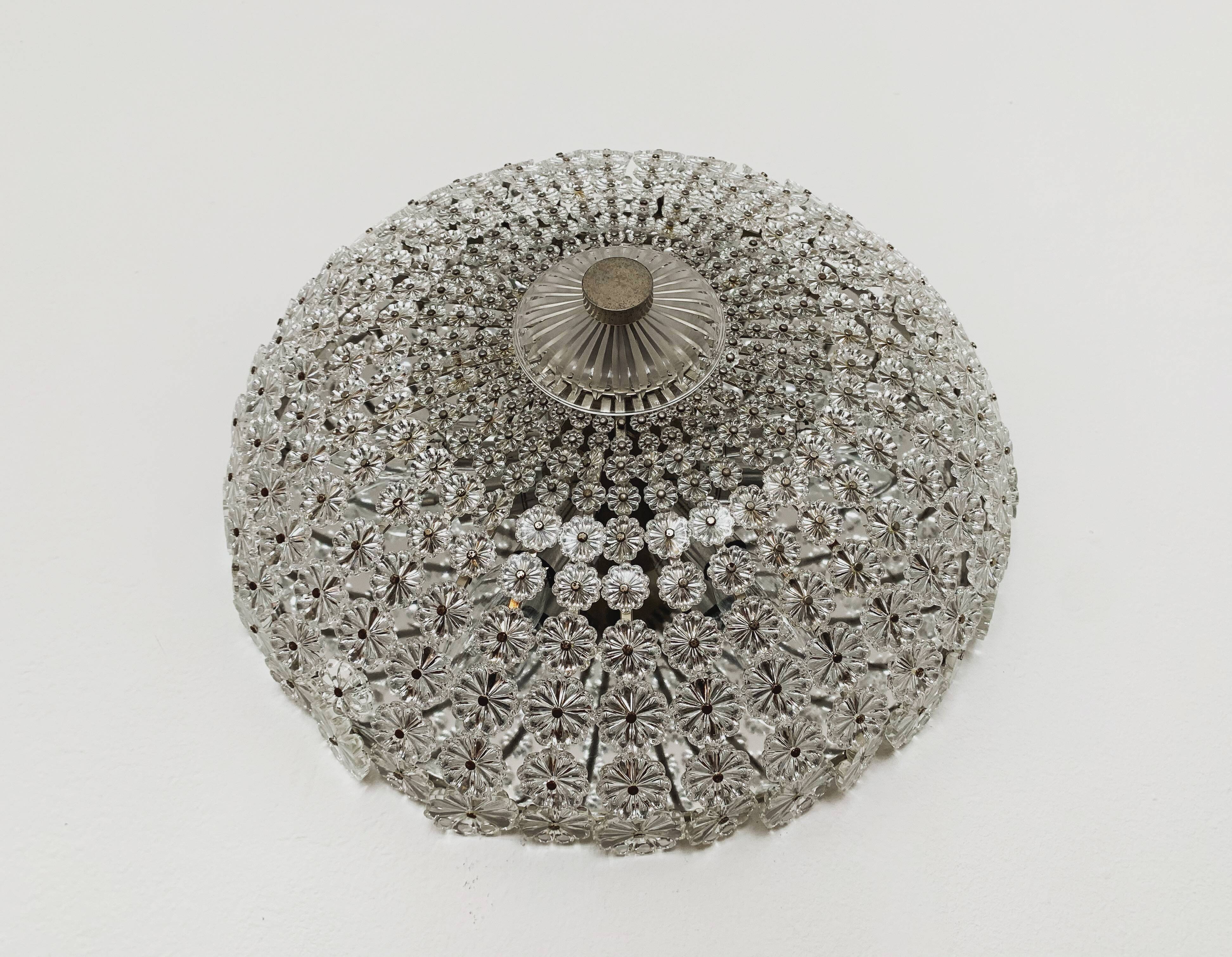 Floral Crystal Glass Flush light