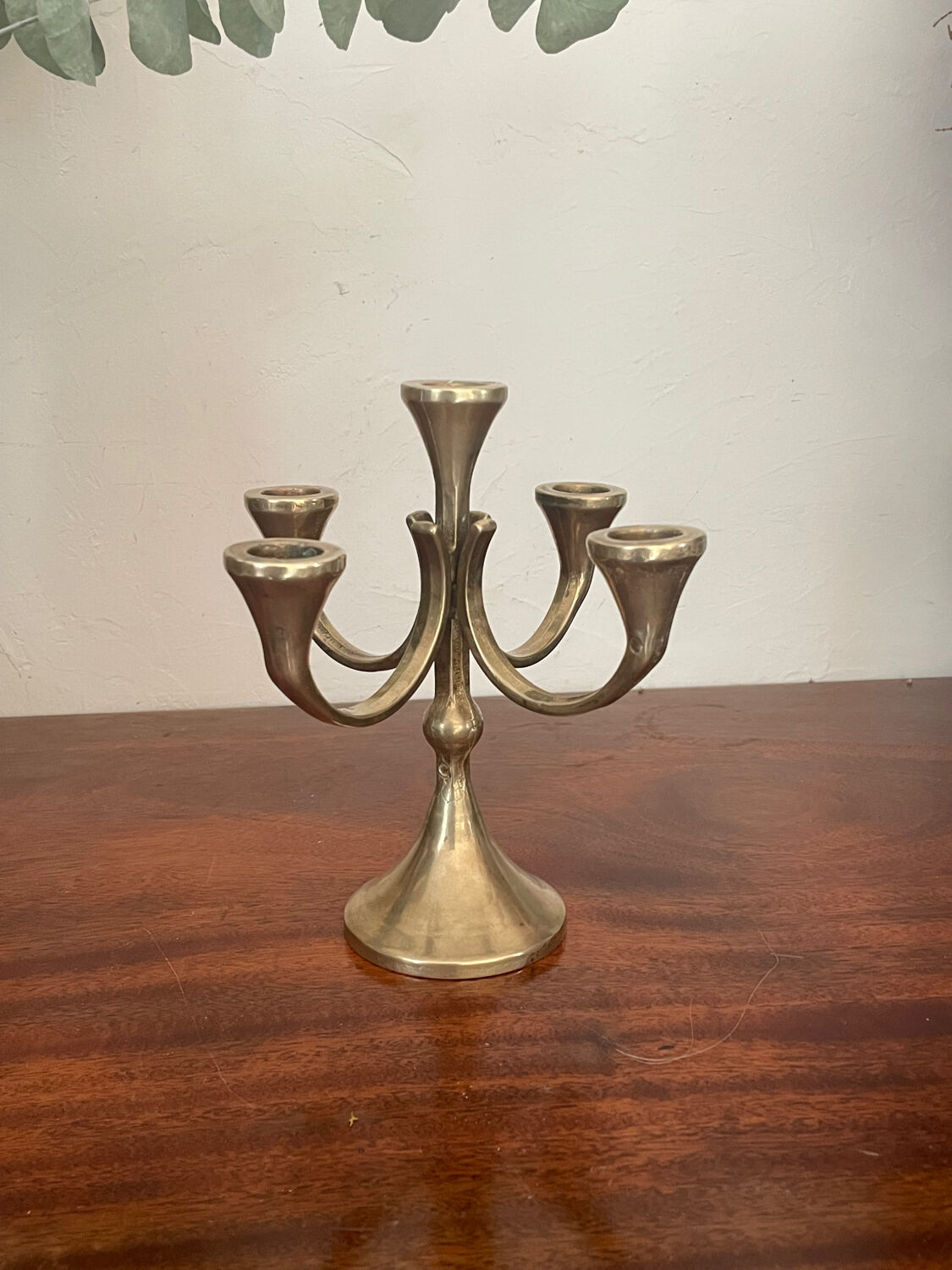 Brutalist solid brass candlestick