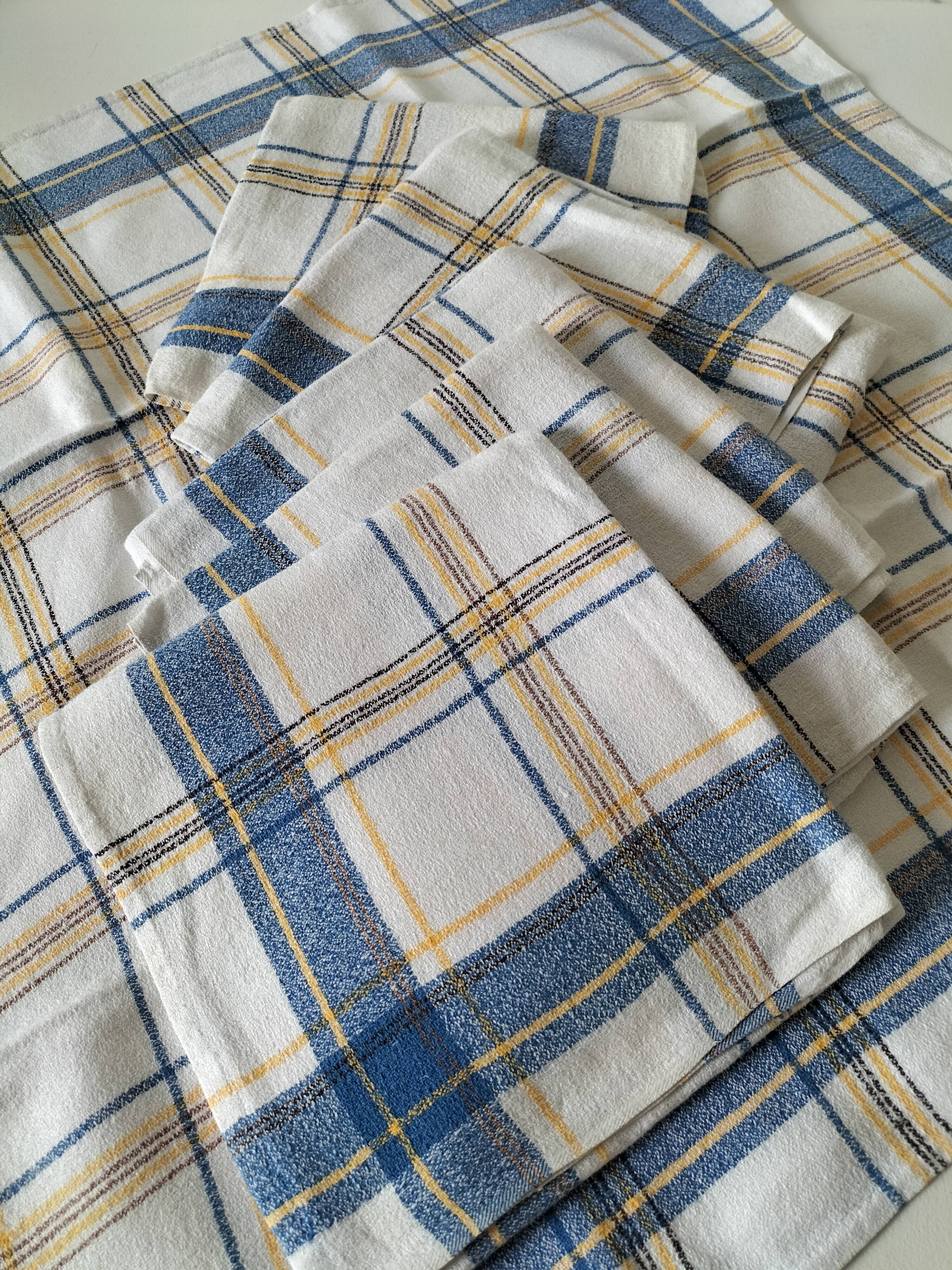 Ensemble de 6 serviettes de table vintage à carreaux