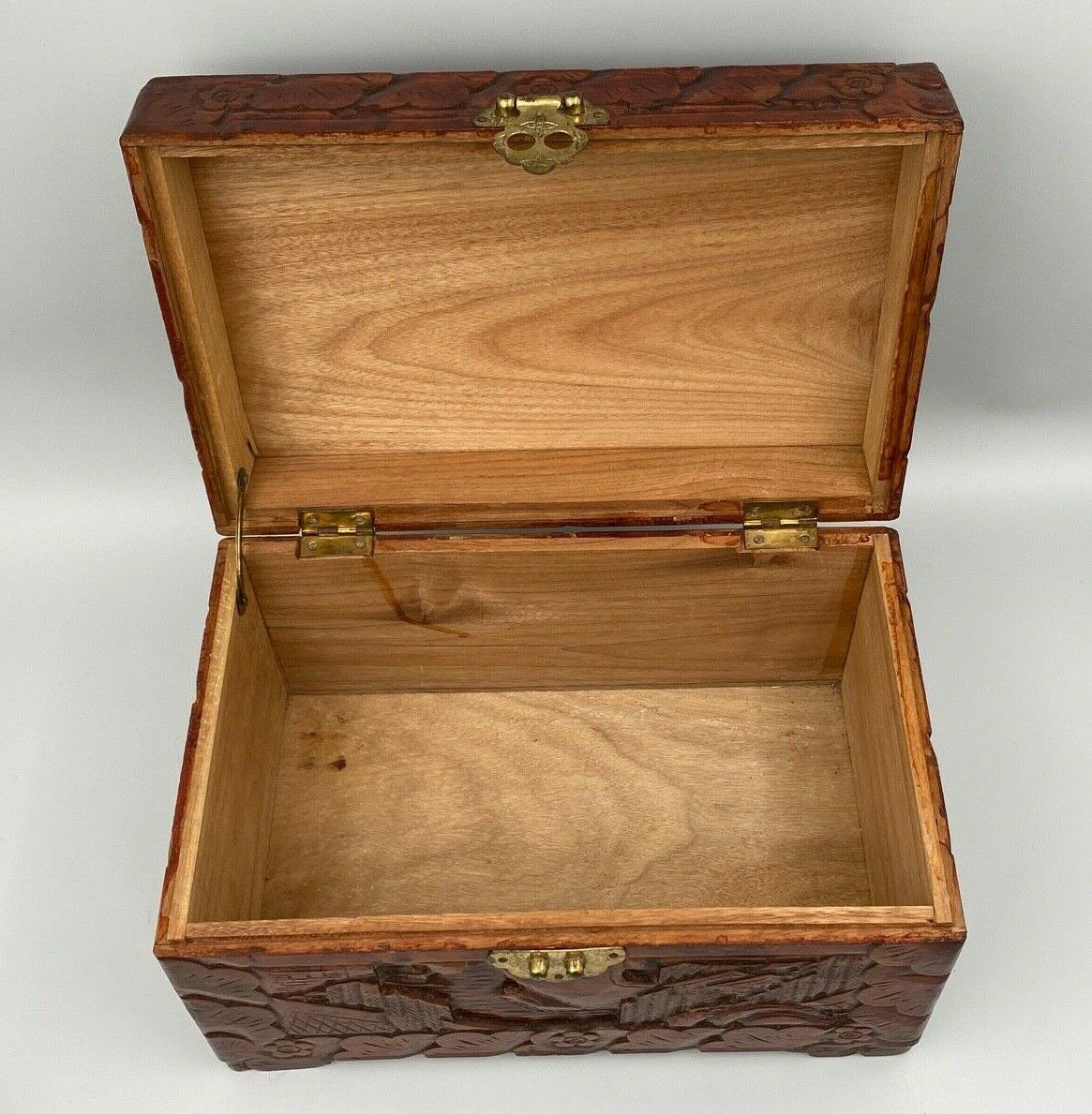 Wooden box carved china pagoda decoration