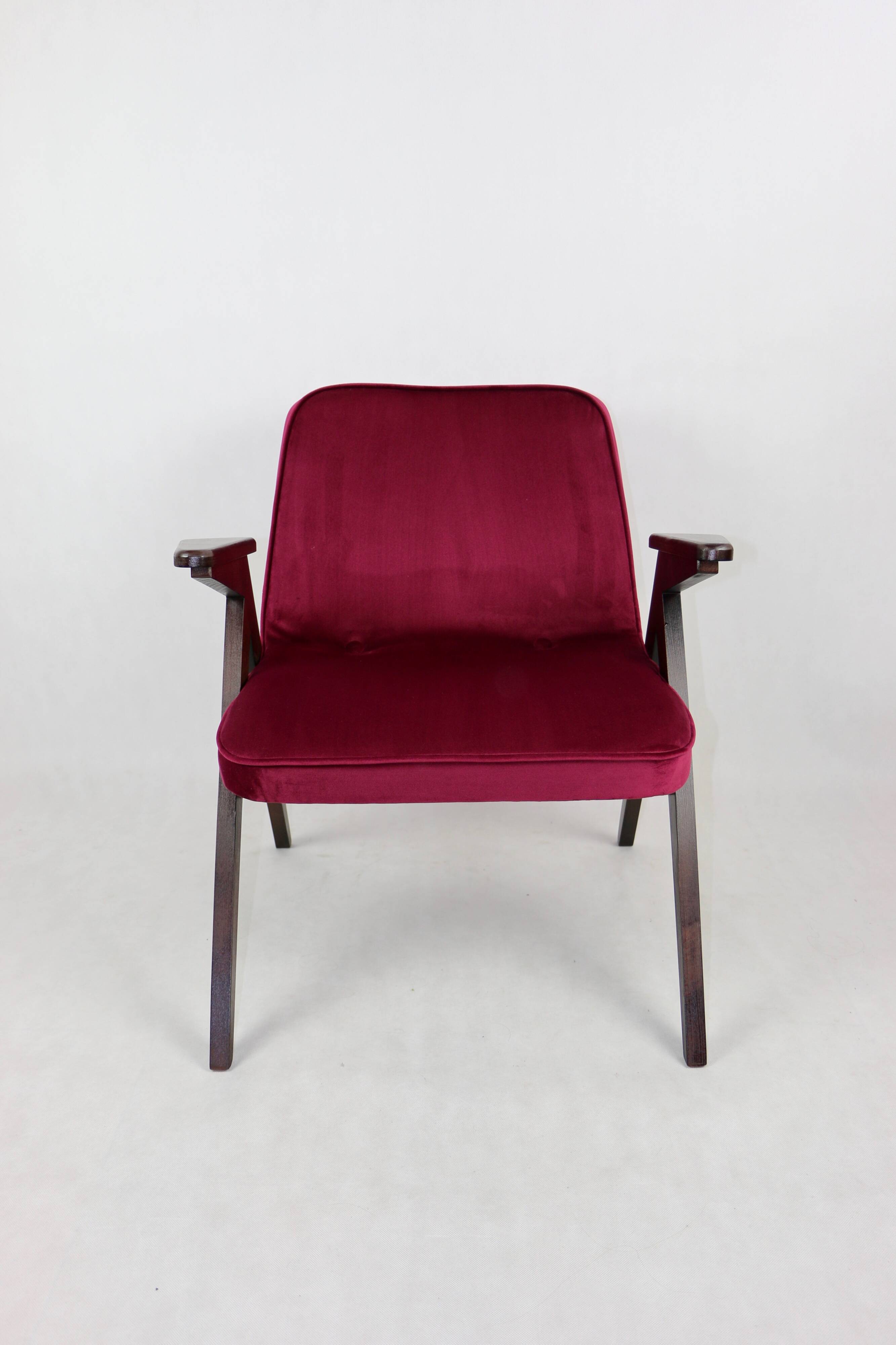 Burgundy Raspberry Bunny Armchair by Józef Chierowski