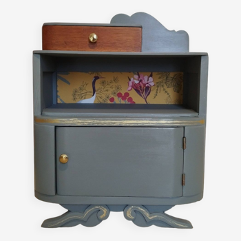 Art deco style bedside table - asymmetrical mustache foot