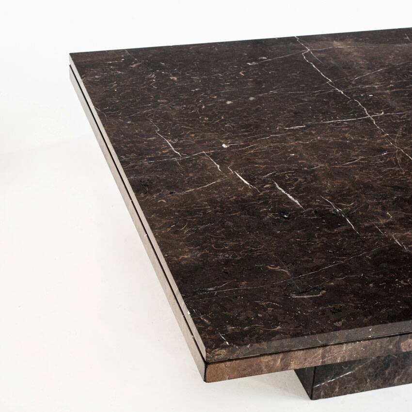 Vintage coffee table. Veined marble. France, 1970s