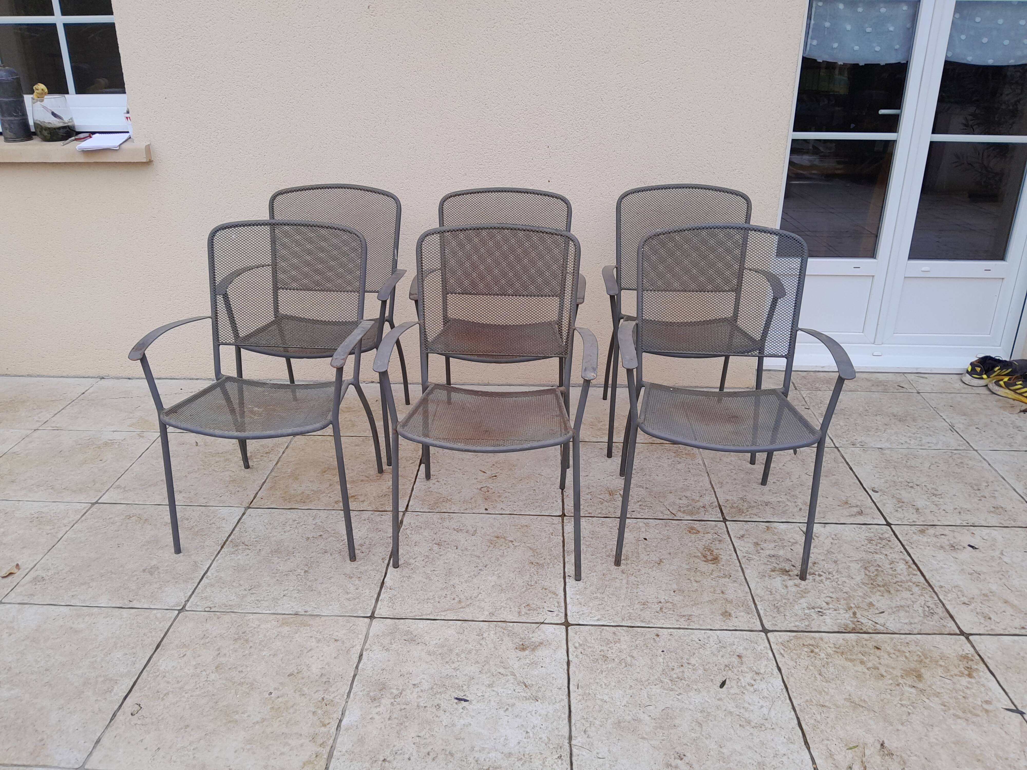 6 vintage garden armchairs iron metal chairs