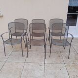 6 vintage garden armchairs iron metal chairs