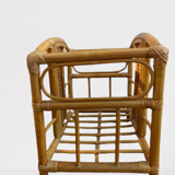 Wicker rattan magazine rack with vintage caning