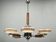 Large Art Deco Chrome, Wood and Glass Six-Light Chandelier, 1930s