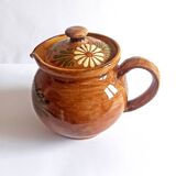 Vintage Teapot Teapot in Glazed Terracotta Ceramic Stoneware Pottery