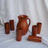 Orangeade service with a jug and 6 glasses - vintage terracotta