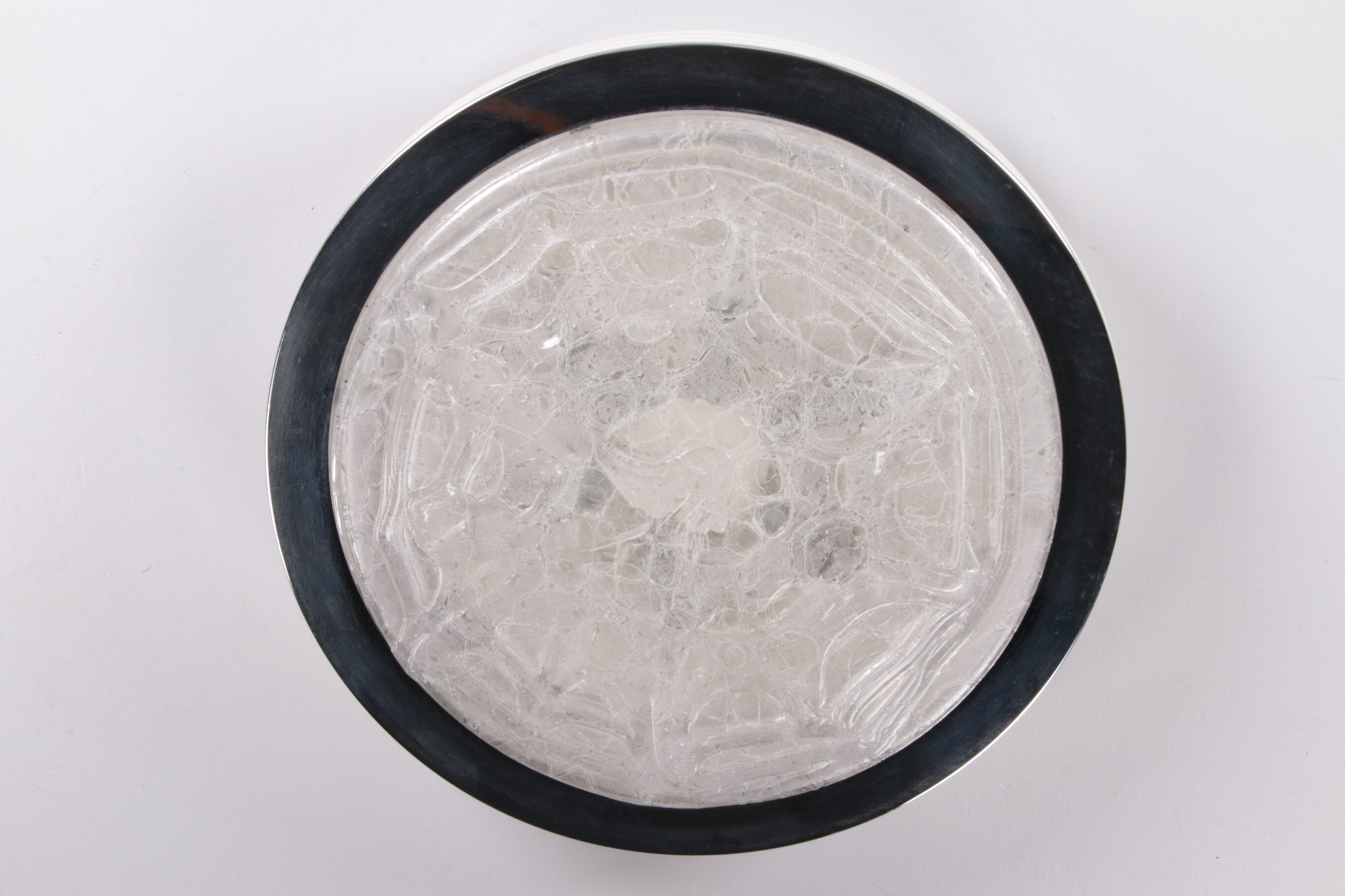 Vintage ceiling lamp Doria leuchten with ice glass and metal, Germany 1960s