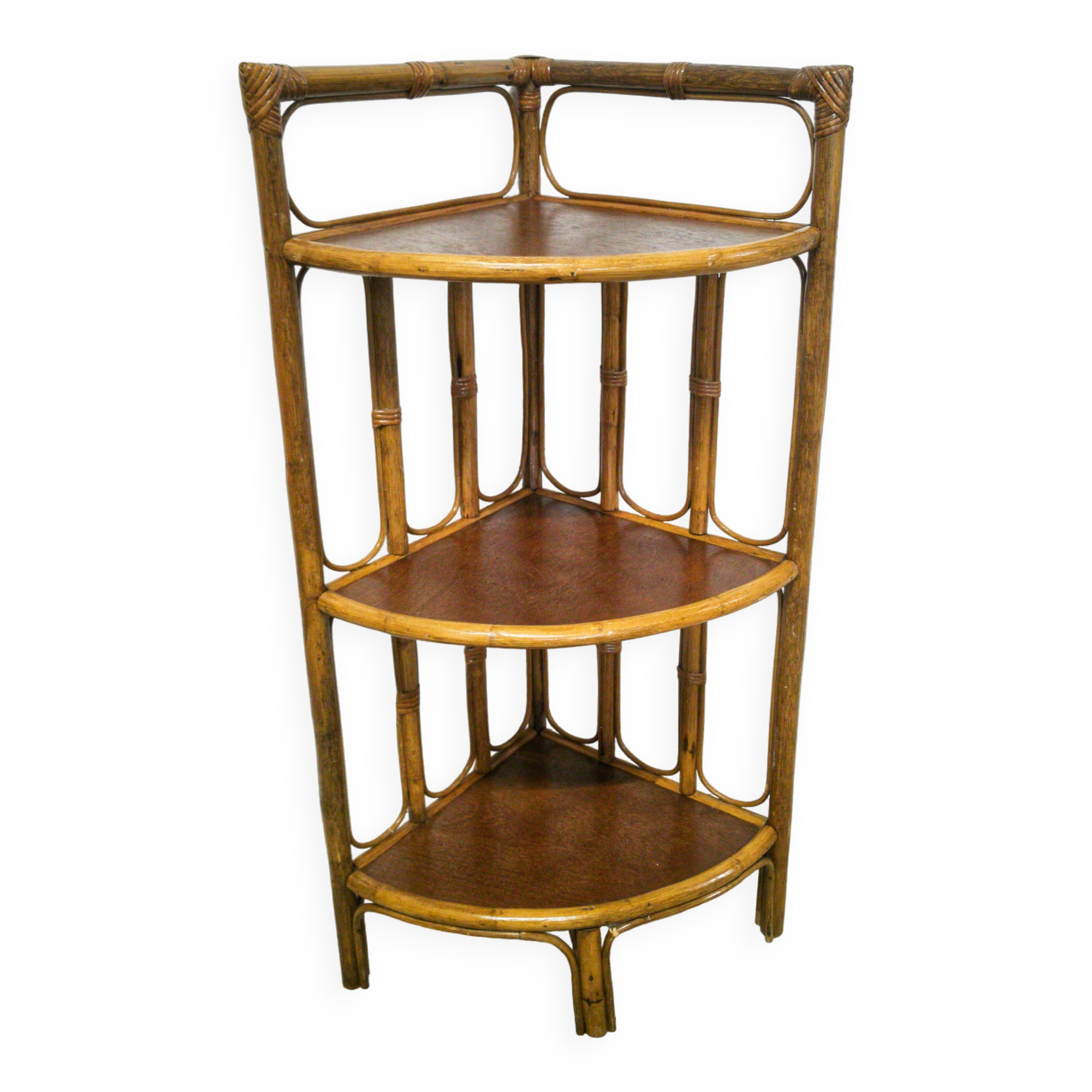 Rattan corner shelf