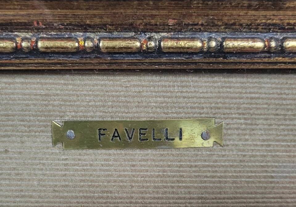 Favelli Flavio: Oil painting on panel "animated landscape"