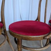 Set of 6 Vintage Bentwood Dining Chairs Set: 1970s , Red Uphols