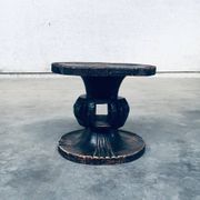 Handcrafted Low Stool in Carved Stained Wood, Africa, 1950s