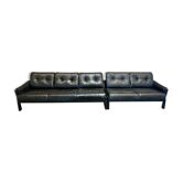 Sofa 5 places modular black leather design 1960