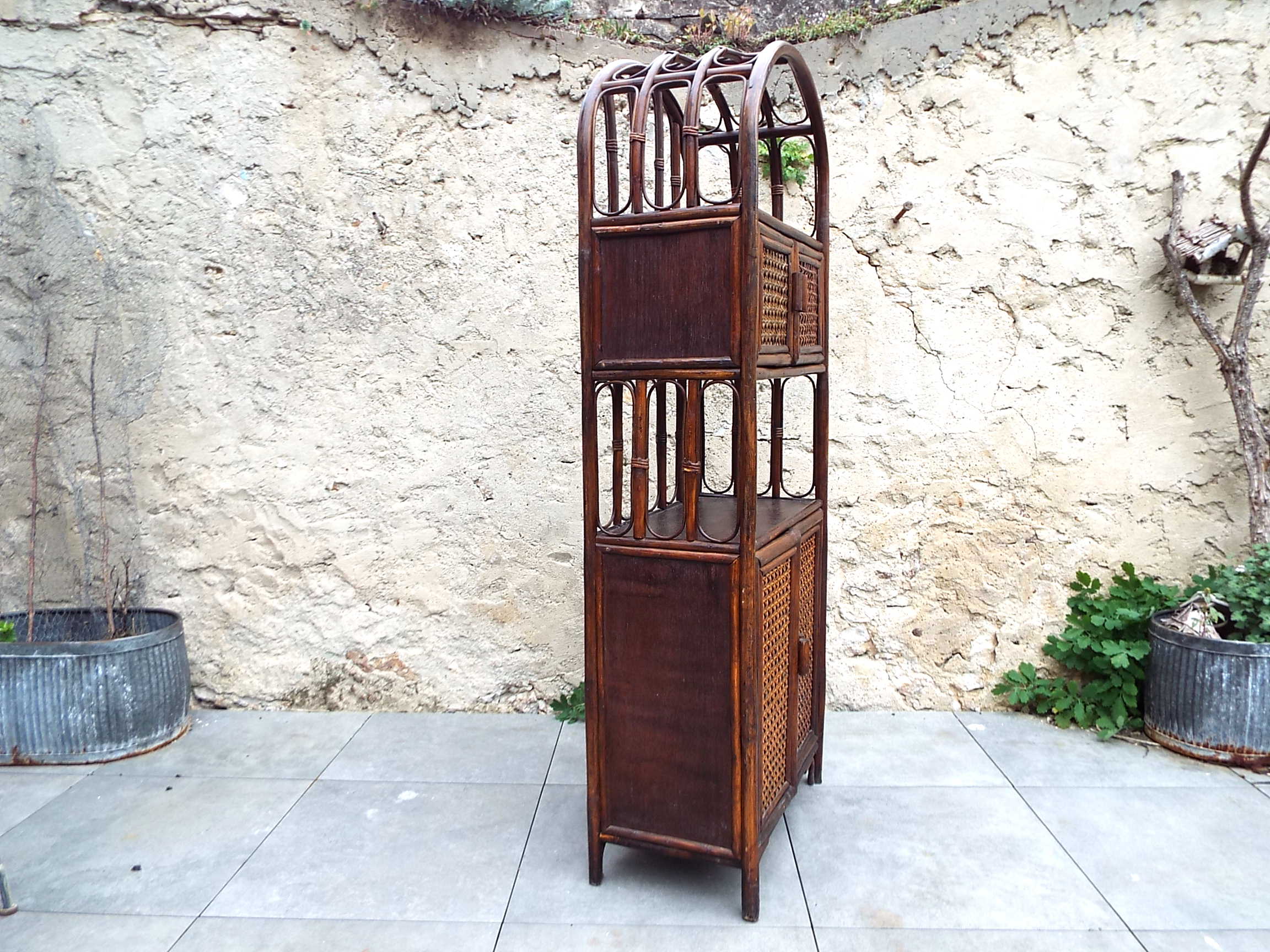 Rattan and bamboo shelf