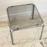 1970s coffee table glass and chrome steel
