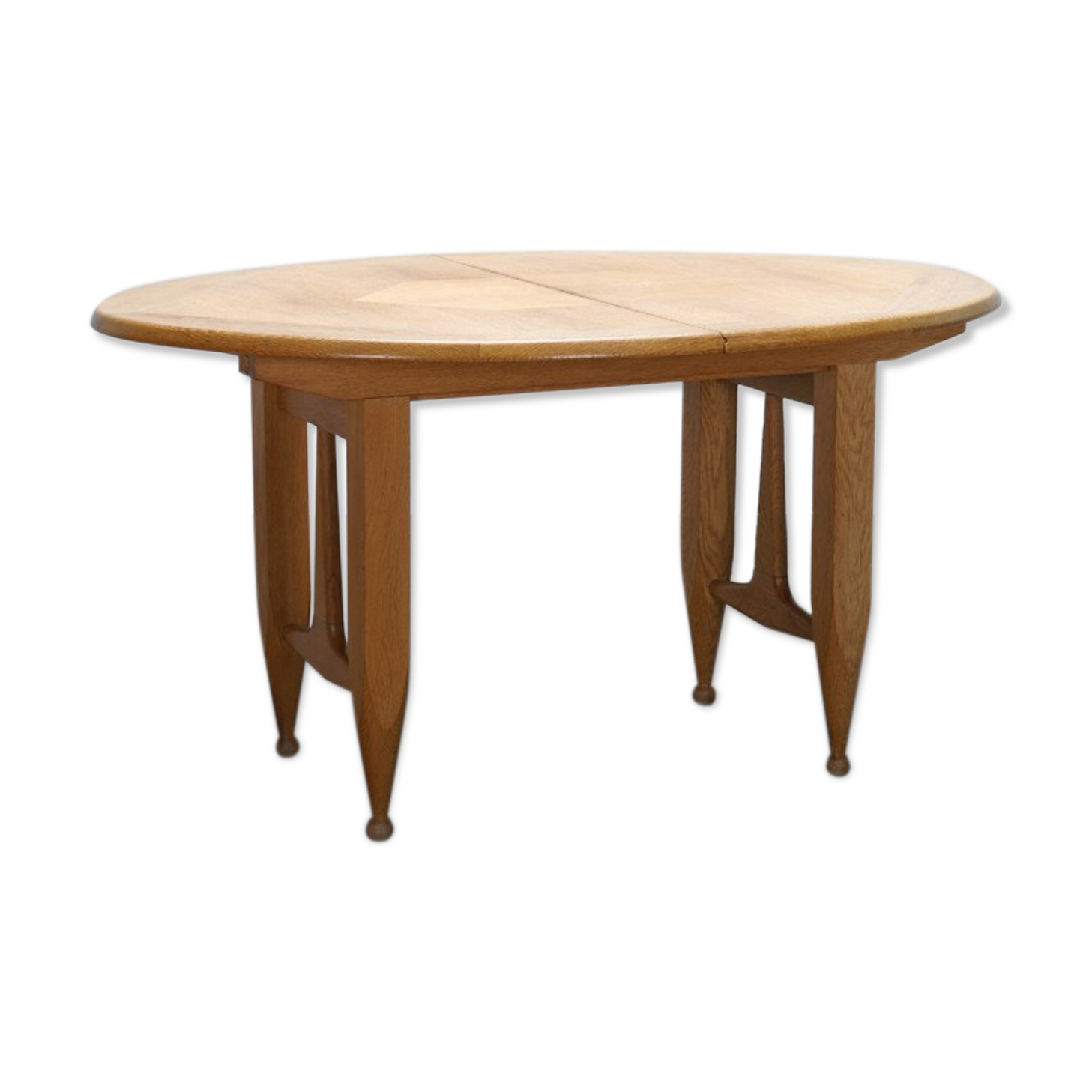 Oval table with guillerme and Chambron extensions circa 1960 editon Votre Maison