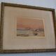 Old watercolor painting of seaside landscape signed H. Jeannolle 19th century