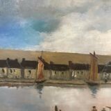 Old painting Max Erich Nicolas XXth Marine