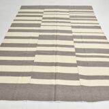 Modern Beige Grey Vintage Kilim Rug, 204x278Cm