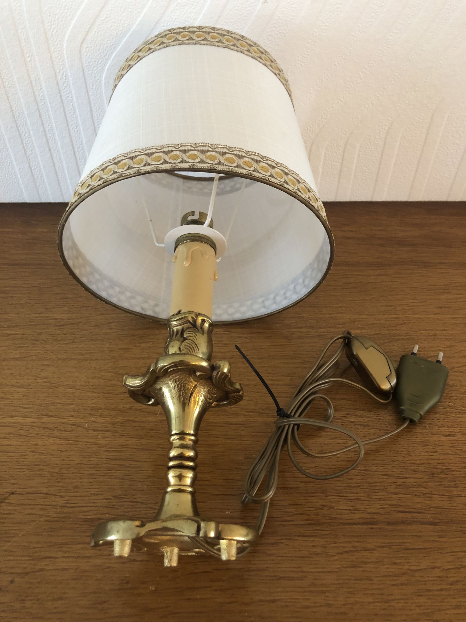 Lampe de chevet Vintage pied en laiton massif année 60