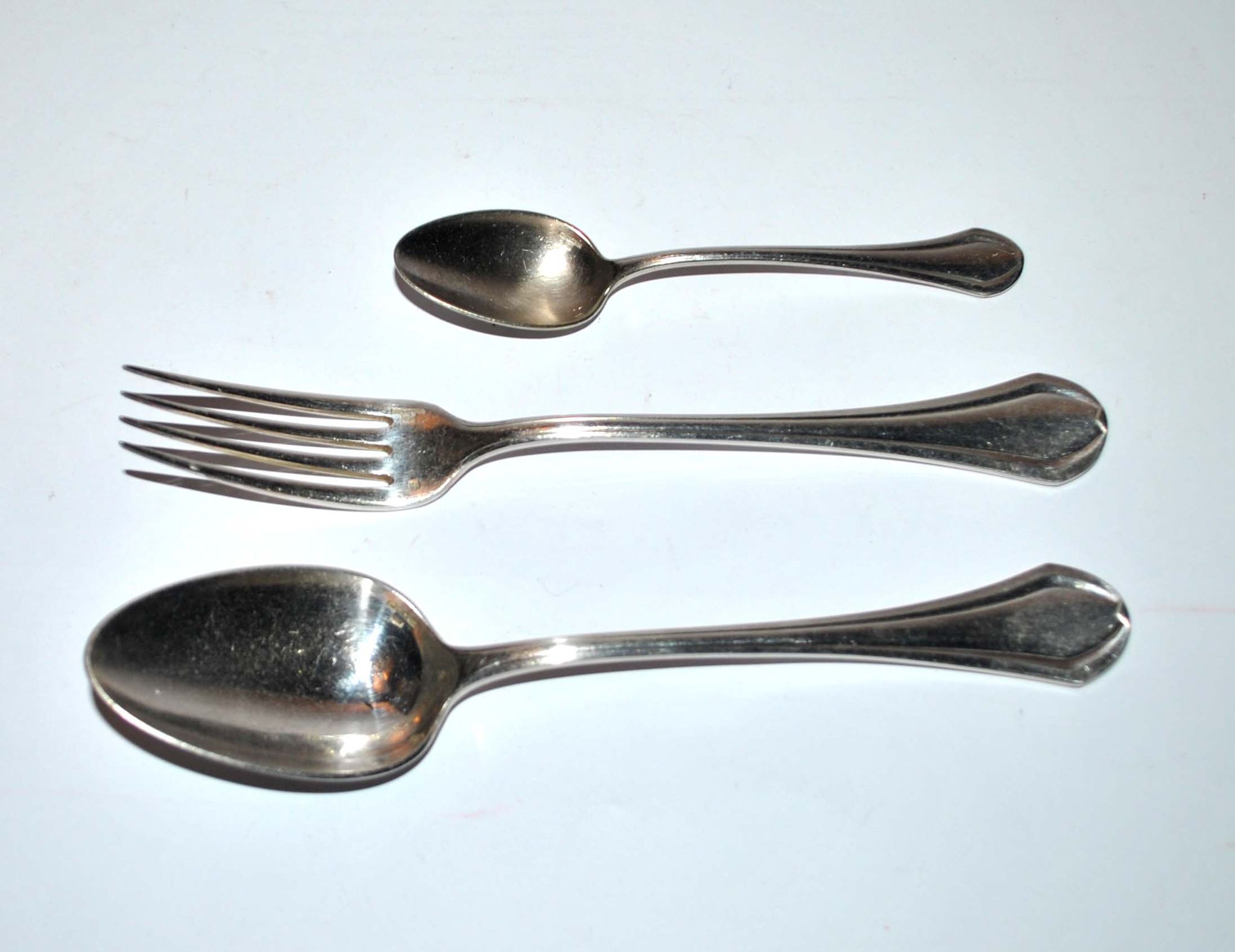 Couverts de table printania art deco 3p fourchette, cuillères soupe, café 1920 Christofle