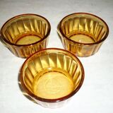 3 vintage Vereco amber glass ramekins