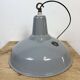 Industrial British Grey Enamel Factory Pendant Lamp, 1960s