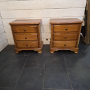 Pair of Louis Philippe style bedside tables in cherry wood.