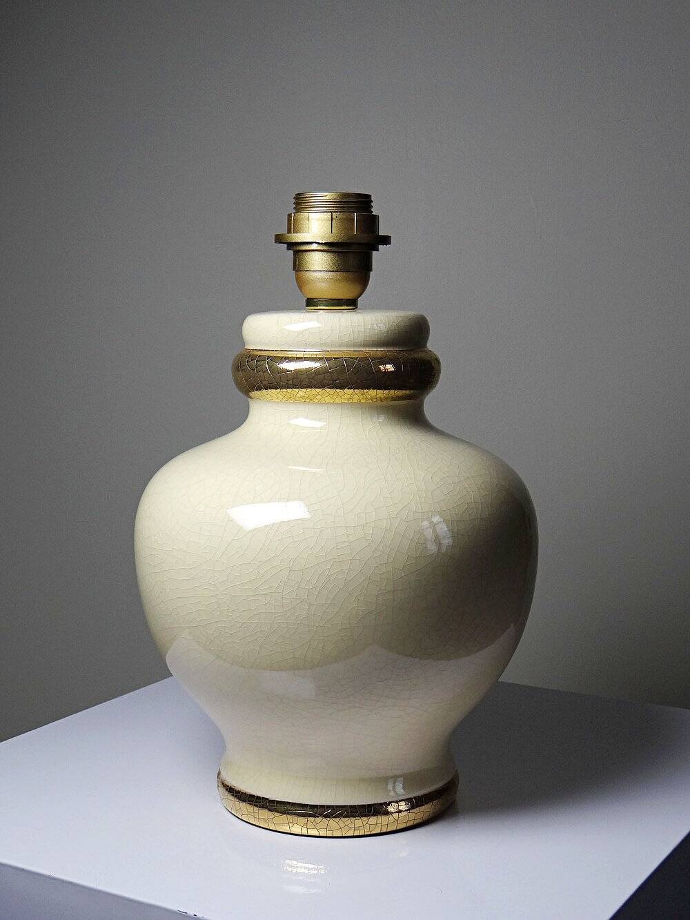 Vintage 1980s-90s Le Dauphin Dynastie crackle-glazed earthenware lamp