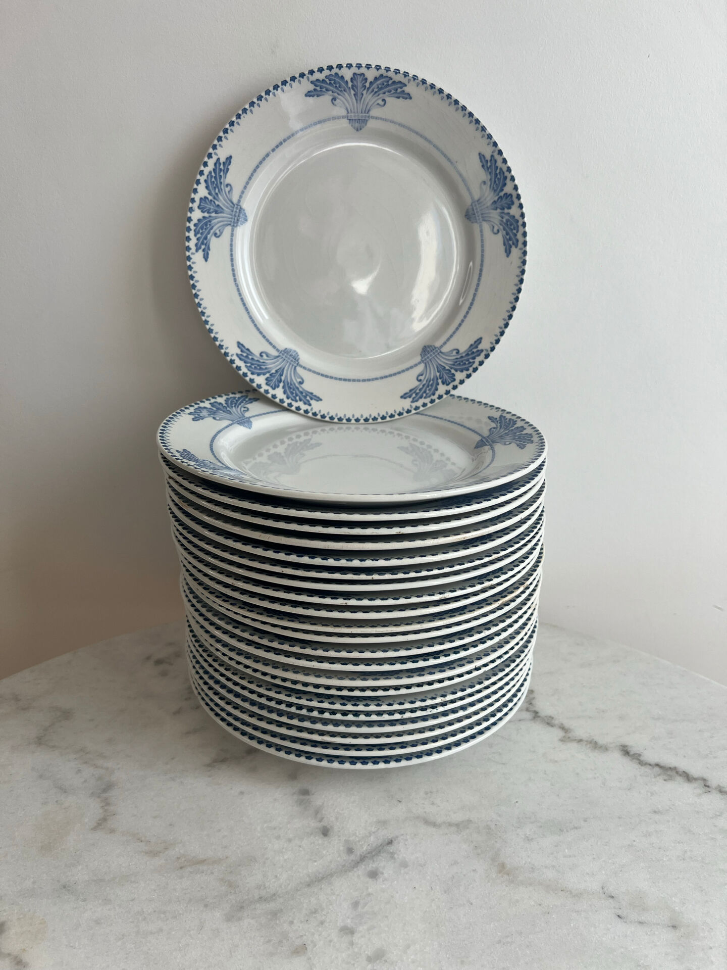 Set of 22 dessert plates Windsor Service Creil and Montereau