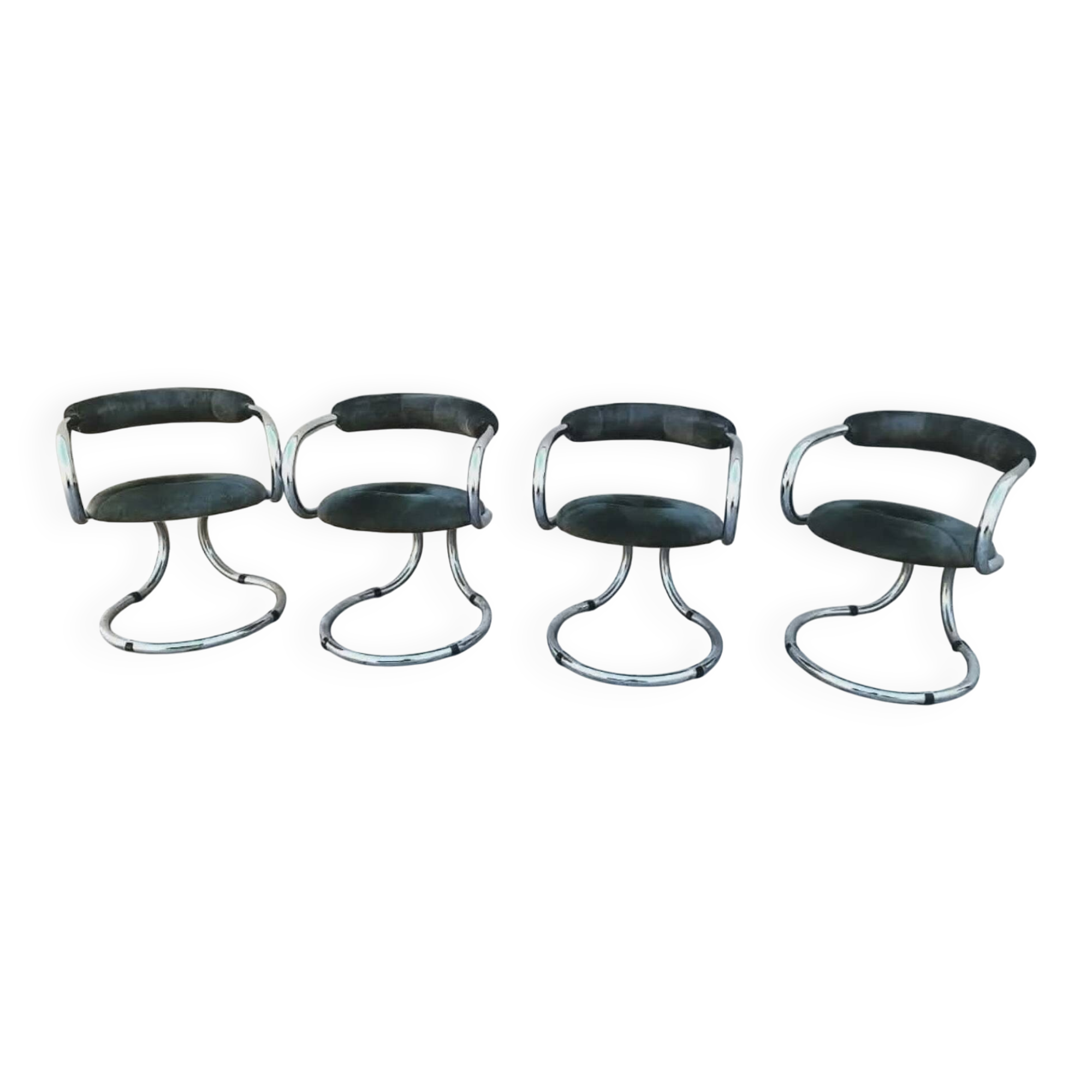 Rare set of 4 armchairs / chairs Rudi Bonzanini for Tecnosalotto