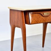 Set of 2 Italian Midcentury Rosewood and carrara bedsides tables