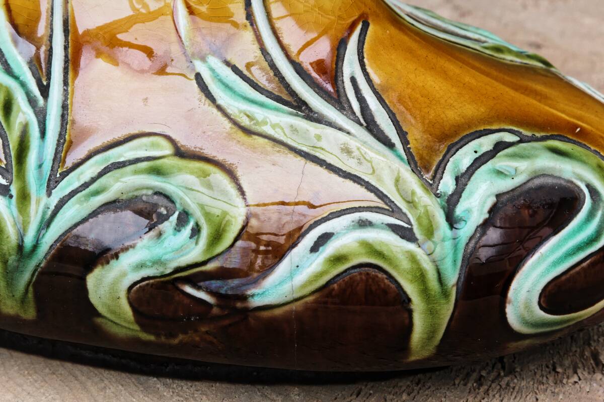 Art Nouveau slipware vase, iris