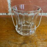 Vintage crystal ice bucket with mold and chrome metal handle
