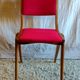 Solid wood chair with red fabric - 50's design