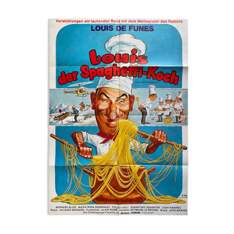 Affiche cinéma allemande "Le Grand Restaurant" Louis de Funès 60x84cm 1966