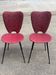 2 petal chairs in burgundy red skai leather and black metal 1950 Sery