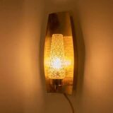Vintage glass wall sconce from the 1960s in brass, mid-century light.