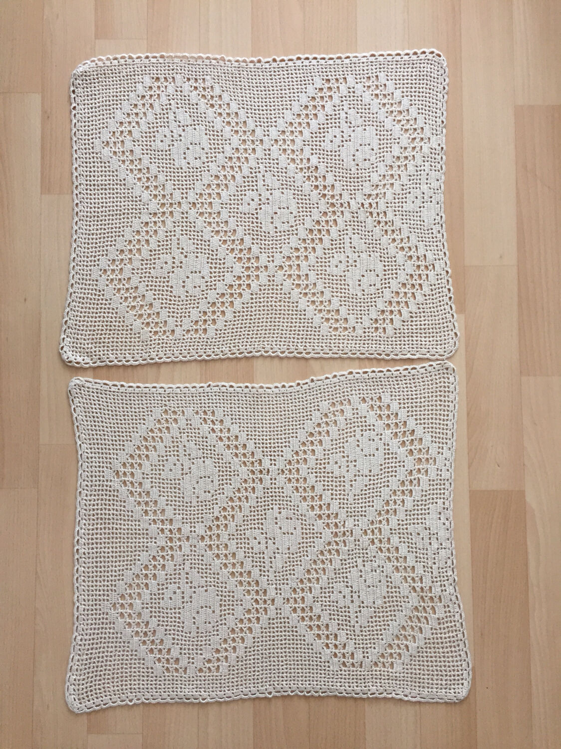 2 large crochet doilies