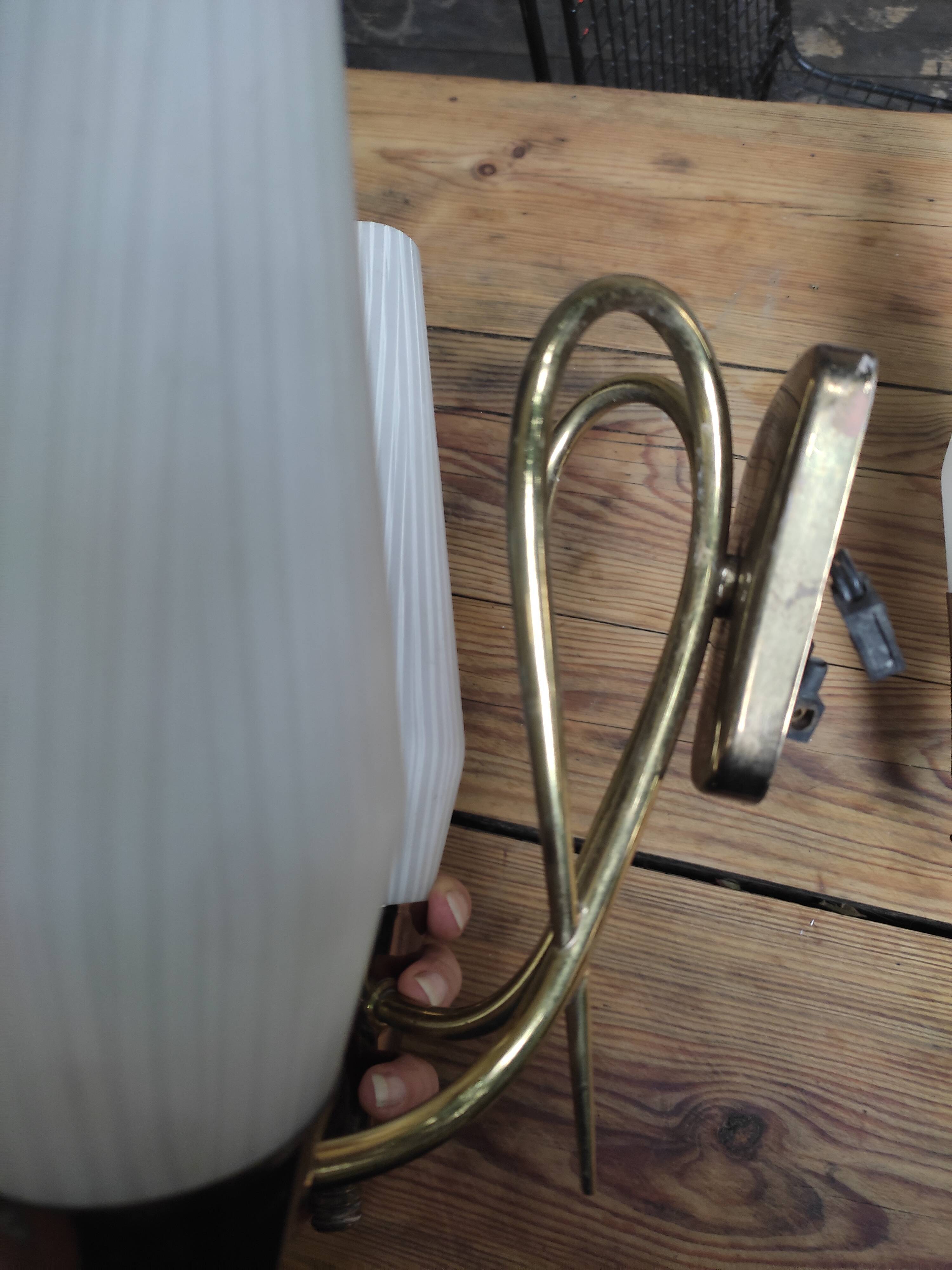 Duo of double appliques in brass and opalines