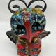 Owl Sculpture in Glazed Ceramic Dated 1991 on Wrought Iron Base